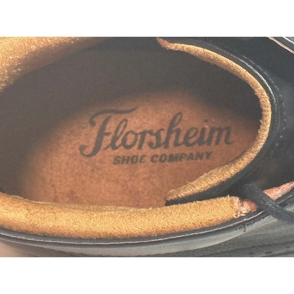 Florsheim Shoe Company Black Leather Wingtip Brogue Ankle‎ Boots Mens 10D